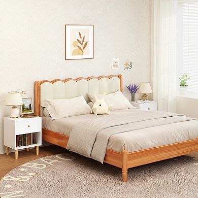 Homy Casa Wooden Nightstand with Drawer and Open Shelf