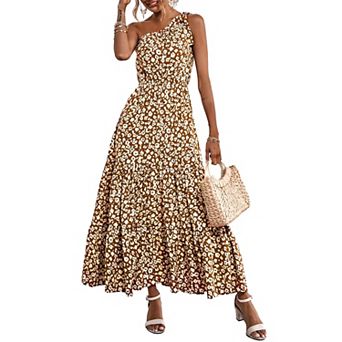 Flowy Floral Ruffle Hem Maxi Dress