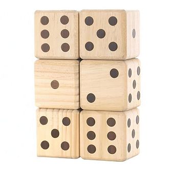 Bolaball Giant Wooden Yard Dice Set 3.5" Outdoor Lawn & Backyard Game with 6 Dice & Carry Bag