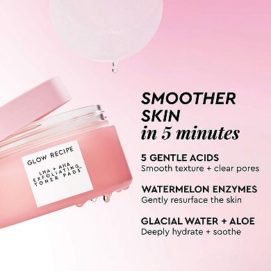 LHA + AHA Korean Watermelon Toner Pads for Hydration and Gentle Exfoliation