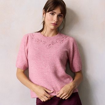 Women's LC Lauren Conrad Short Sleeve Soutache Sweater Top