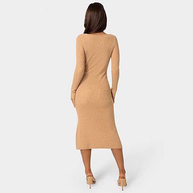 Women's bebe Long Sleeve Scoop Neck Sweater Dress