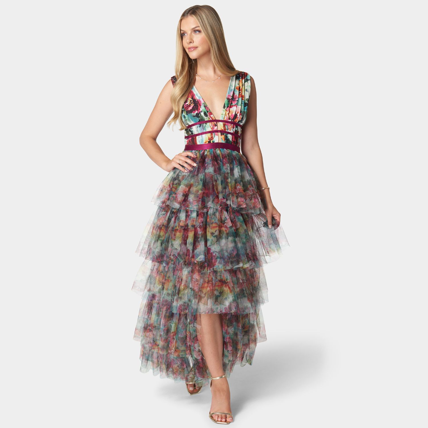 Женские платья bebe Tiered High Low Gown