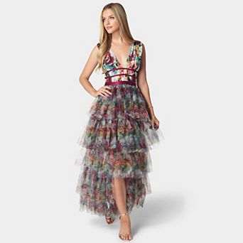 Women's bebe Tiered High Low Gown