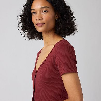 Women's Levi's® Ribbed Short-Sleeve Button-Up Top