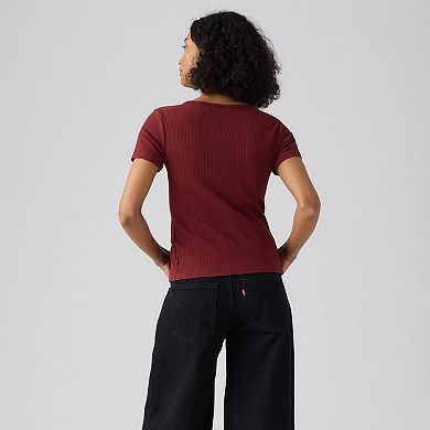 Women's Levi's® Ribbed Short-Sleeve Button-Up Top
