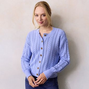Women's LC Lauren Conrad Pointelle Cable Sweater Cardigan