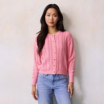 Women's LC Lauren Conrad Pointelle Cable Sweater Cardigan
