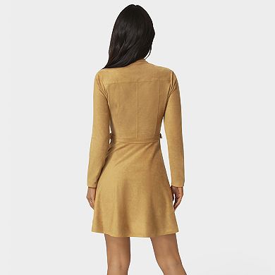 Women's bebe Fit & Flare Suede Mini Dress