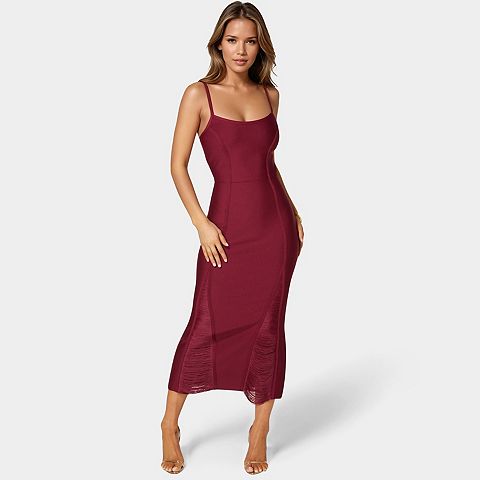 Женские платья bebe Women's bebe Fringe Inset Bandage Midi Dress