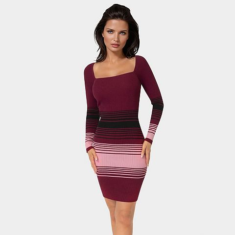 Женские платья bebe Women's bebe Stripe Ribbed Sweater Dress