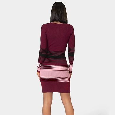Women's bebe Stripe Ribbed Sweater Dress