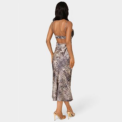 Women's bebe Satin Maxi Dress with Lace Cups