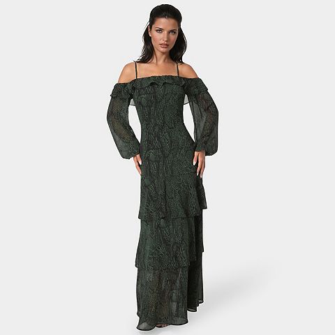Женские платья bebe Women's bebe Off-the-Shoulder Tiered Maxi Dress