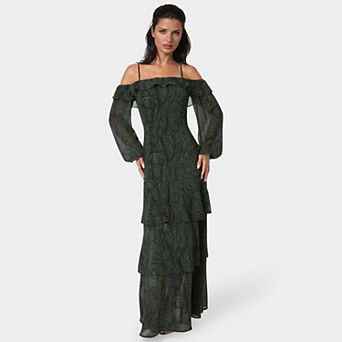 Women's bebe Off-the-Shoulder Tiered Maxi Dress