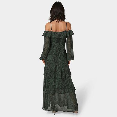 Women's bebe Off-the-Shoulder Tiered Maxi Dress