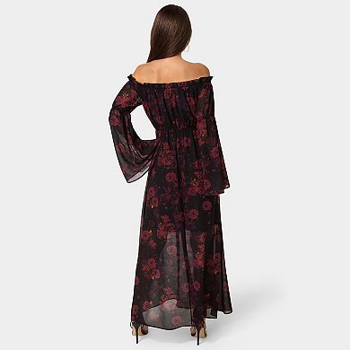 Women's bebe Off-the-Shoulder Bell Sleeve Maxi Dress