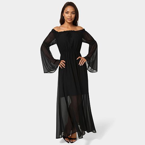 Женские платья bebe Women's bebe Off-the-Shoulder Bell Sleeve Maxi Dress
