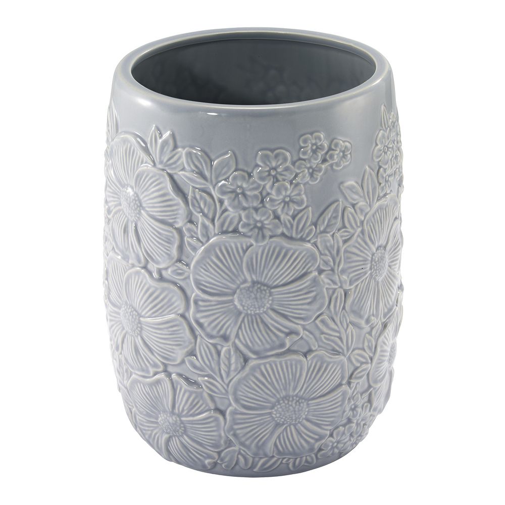 Nicole Miller Camille Floral Ceramic Bathroom Trash Can