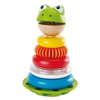 Hape Mr. Frog Wooden Ring Stacker Toy with Wobble Base