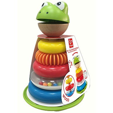 Hape Frog Wooden Ring Stacker Toy with Wobble Base