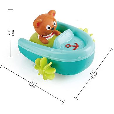 Hape Pull-Back Boat With Teddy Bear Figure Bath Toy