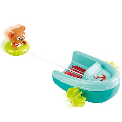 Hape Pull-Back Boat With Teddy Bear Figure Bath Toy