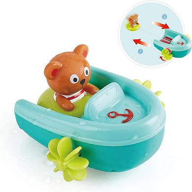 Hape Pull-Back Boat With Teddy Bear Figure Bath Toy
