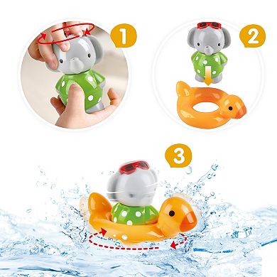 Hape Spin Splash 'n' Swim Elephant Windup Bath Toy