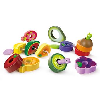 Hape Caterpillar Fruit Feast 14 pc Wooden Stringing Toy Playset