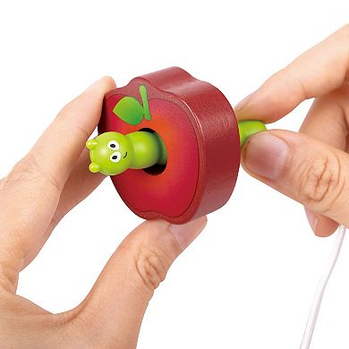 Hape Caterpillar Fruit Feast 14-Piece Wooden Stringing Toy Playset