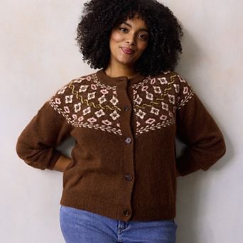 Plus Size LC Lauren Conrad Fair Isle Cardigan Sweater