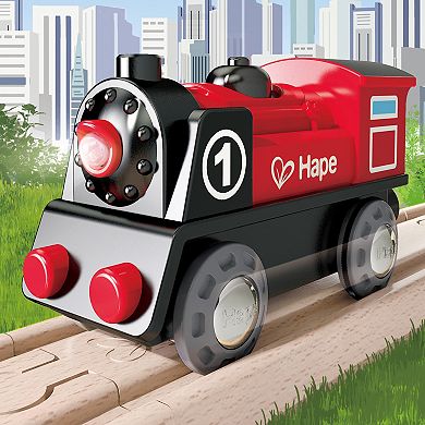 Hape Battery-Powered Wooden Light & Sound Train Engine Toy
