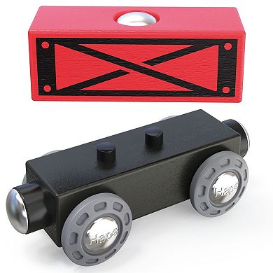 Hape 5-Piece Steam-Era Freight Train Wooden Locomotive Toy Set