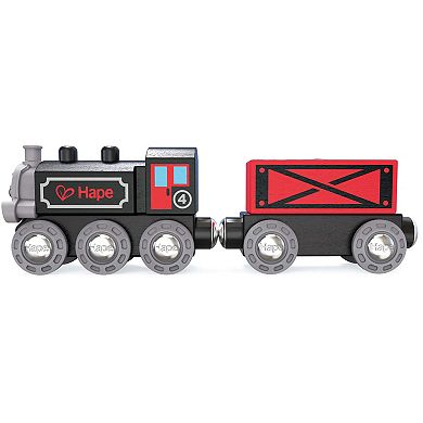 Hape 5-Piece Steam-Era Freight Train Wooden Locomotive Toy Set