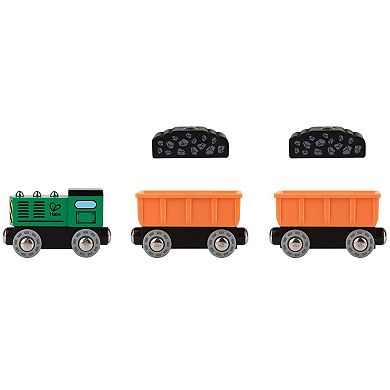 Hape 5-Piece Diesel Freight Train Wooden Locomotive Toy Set