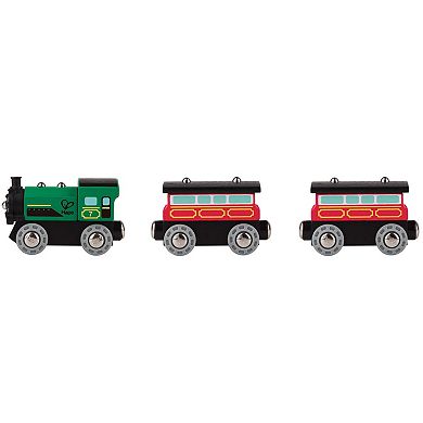Hape 3-Piece Steam-Era Passenger Train Wooden Locomotive Toy Set