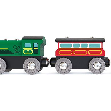 Hape 3-Piece Steam-Era Passenger Train Wooden Locomotive Toy Set