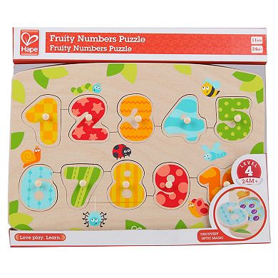Hape Fruity Numbers 11-Piece Wooden Peg Puzzle
