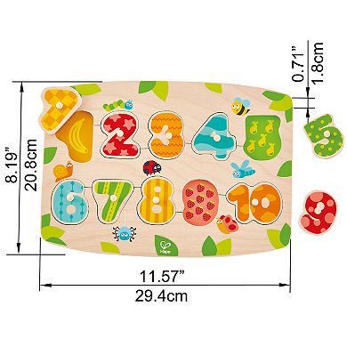 Hape Fruity Numbers 11-Piece Wooden Peg Puzzle