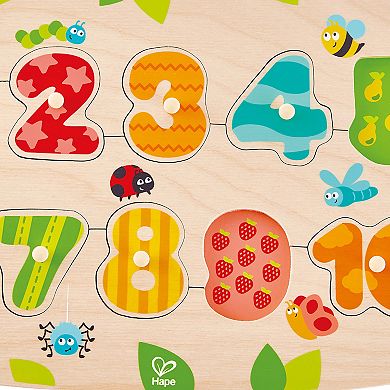 Hape Fruity Numbers 11-Piece Wooden Peg Puzzle
