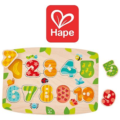 Hape Fruity Numbers 11-Piece Wooden Peg Puzzle