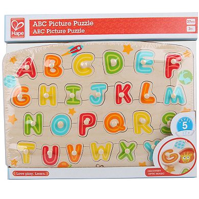 Hape Chunky Alphabet 27-Piece Wooden Peg Puzzle