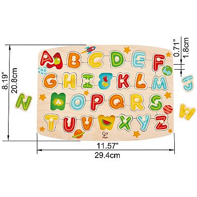Hape Chunky Alphabet 27-Piece Wooden Peg Puzzle