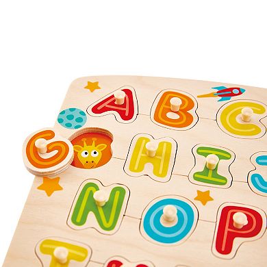 Hape Chunky Alphabet 27-Piece Wooden Peg Puzzle