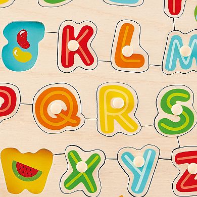 Hape Chunky Alphabet 27-Piece Wooden Peg Puzzle