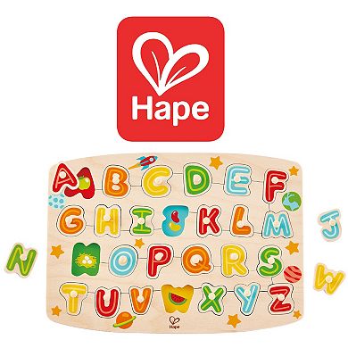 Hape Chunky Alphabet 27-Piece Wooden Peg Puzzle