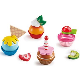 Hape Colorful Wooden Cupcakes 18 pc Desserts Playset
