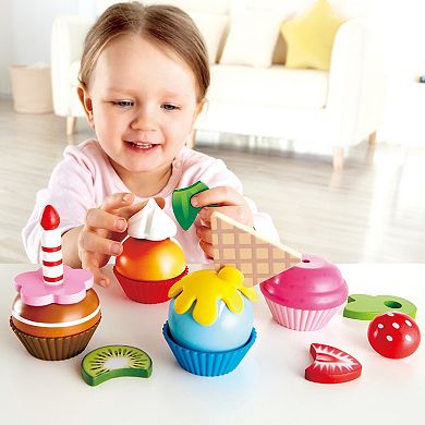 Hape Colorful Wooden Cupcakes 18-Piece Desserts Playset