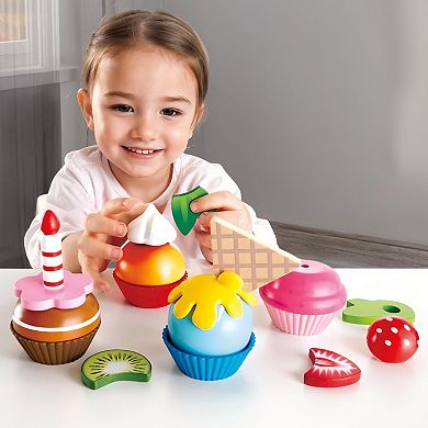 Hape Colorful Wooden Cupcakes 18-Piece Desserts Playset